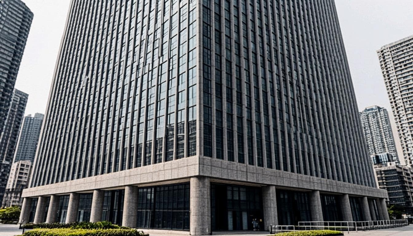 Nordic Office Tower — glass and steel facade with concrete base