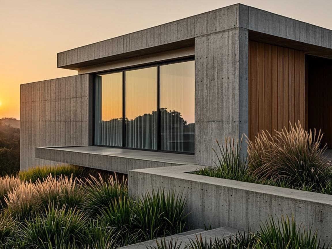 Oregon Residence — minimalist concrete and timber with native landscaping